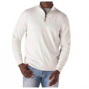 NEW THE NORMAL BRAND puremeso weekend quarter zip sweater in stone